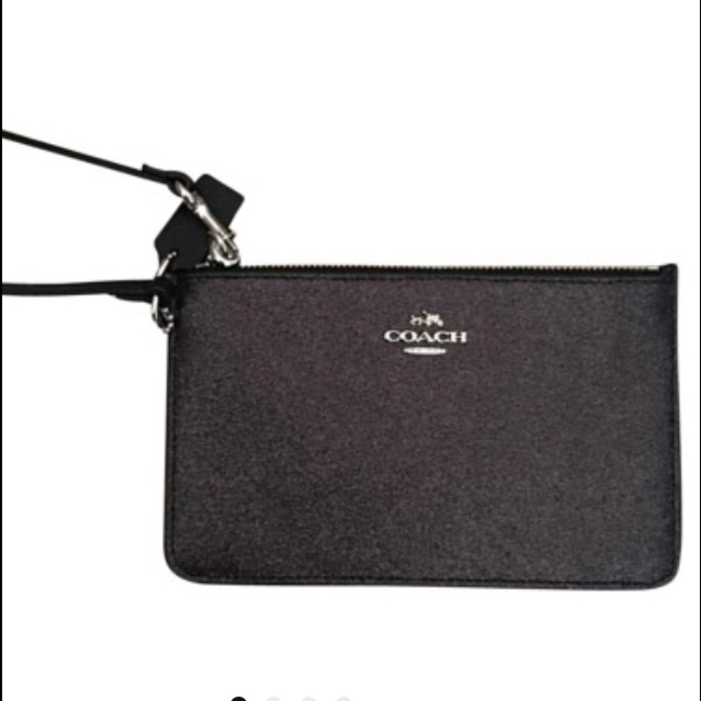 NWT COACH Glitter Metallic Black Wristlet